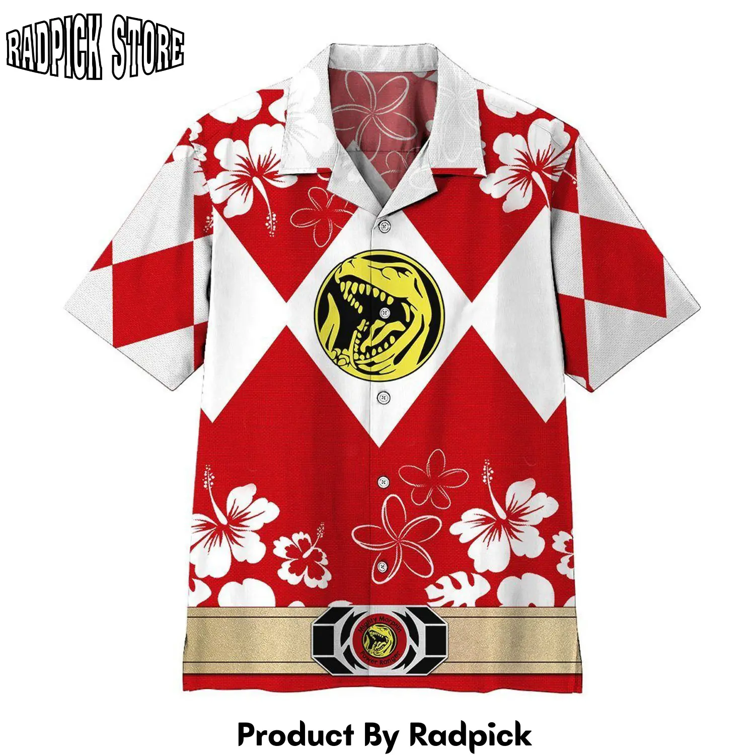Radpick 3d mighty morphin power ranger red hawaii shirt rp292542